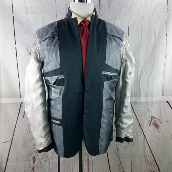 Express Photographer Fitted 40R 2 Button Gray Suit Blazer Sport Coat - Picture 11 of 13